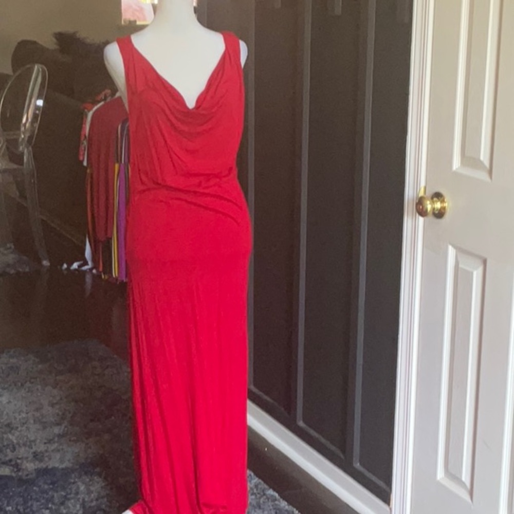 VENUS Red Cowl Neck Sleeveless Gown